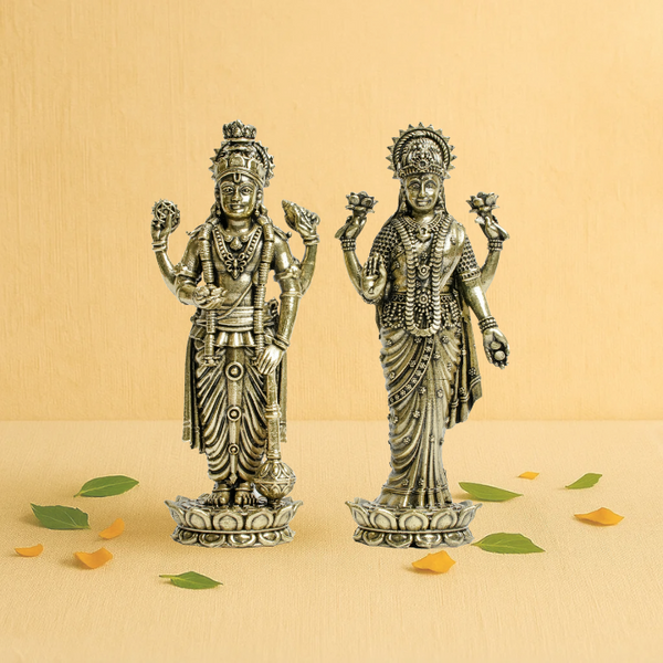 Brass Idol of Standing Vishnu and Lakshmi 5" – Divine Grace in Upright Form