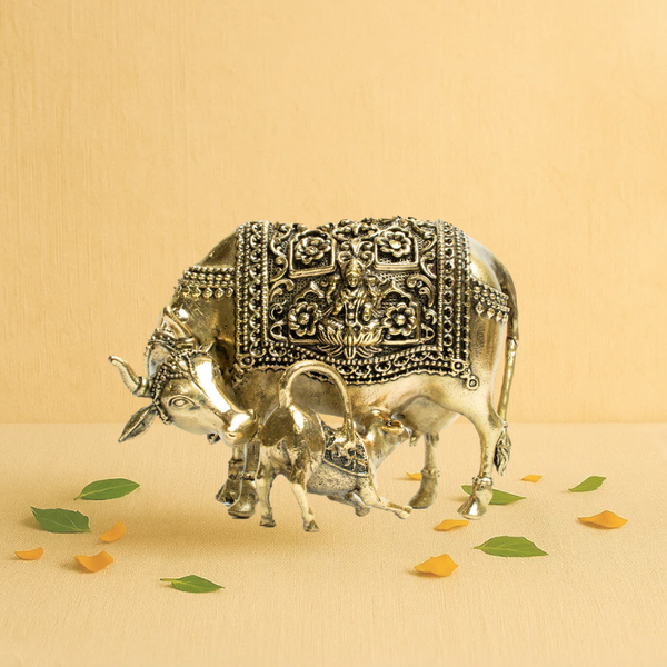 Brass Kaamdhenu Cow Idol 3.5" – The Wish-Fulfilling Divine Mother