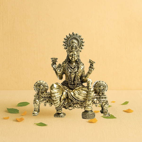 Brass Laxmi Seated On Singhashan 4"