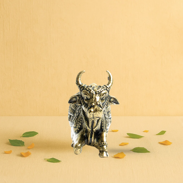 Large Brass Nandi Idol 2.5" - Sacred Vahana of Lord Shiva