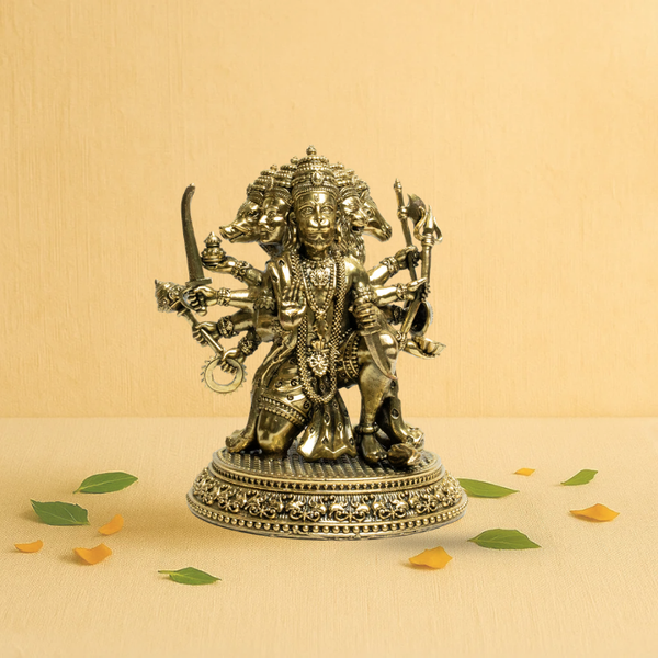 Brass Panchmukhi Hanuman Idol  4.5" – The Protector of Five Directions
