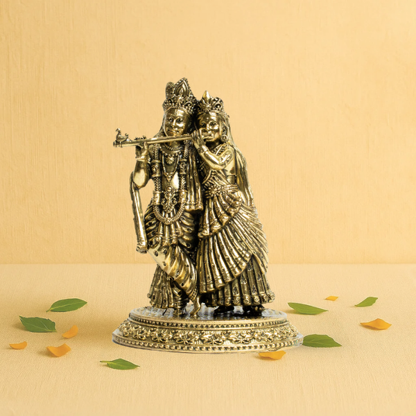 Brass  Radha Krishna on Bass Idol 5'' - Symbol of Divine Love