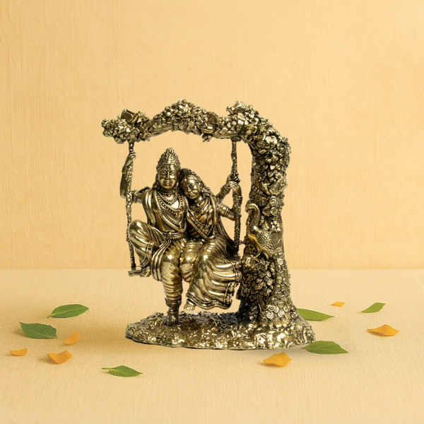 Radha Krishna Brass Swing Idol 6" – Symbol of Eternal Love & Divine Union