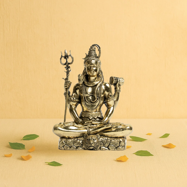 Brass of Shankar 3" in Dhyan Mudra with Trishul Idol