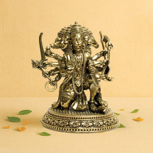 Brass Panchmukhi Hanuman Idol 7" – The Protector of Five Directions