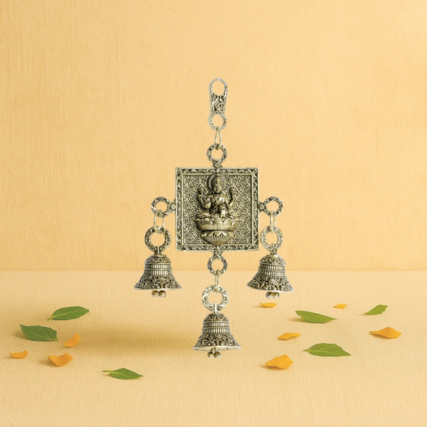 Brass Laxmi Hanging Latkan with Bells 6.5" – Invite Wealth, Light & Divine Energy