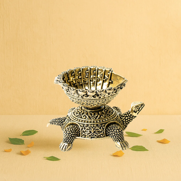 Tortoise Deepak 2" – Oil Lamp on Tortoise Base