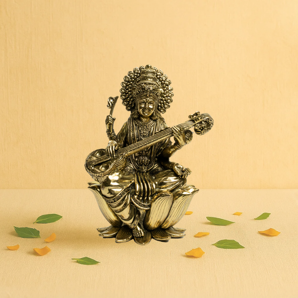 Divine Saraswati Brass Statue