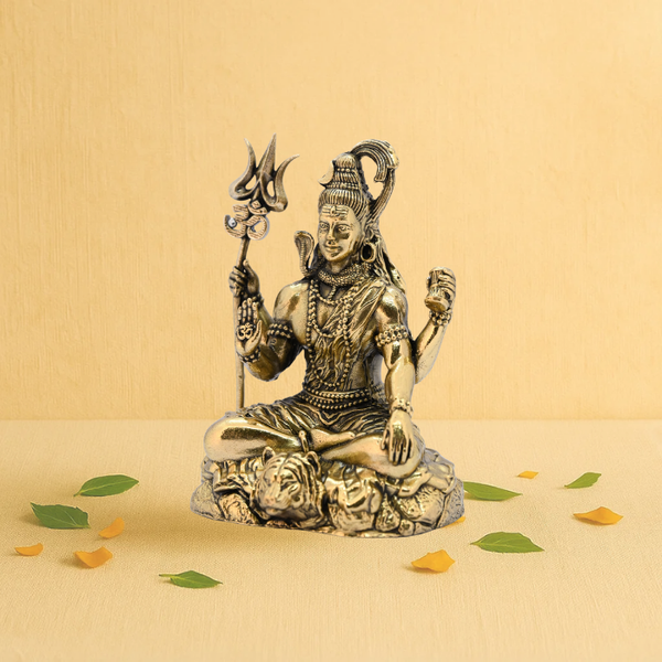 Brass Shiva Ashirwad Idol 3" Seated with Trishul